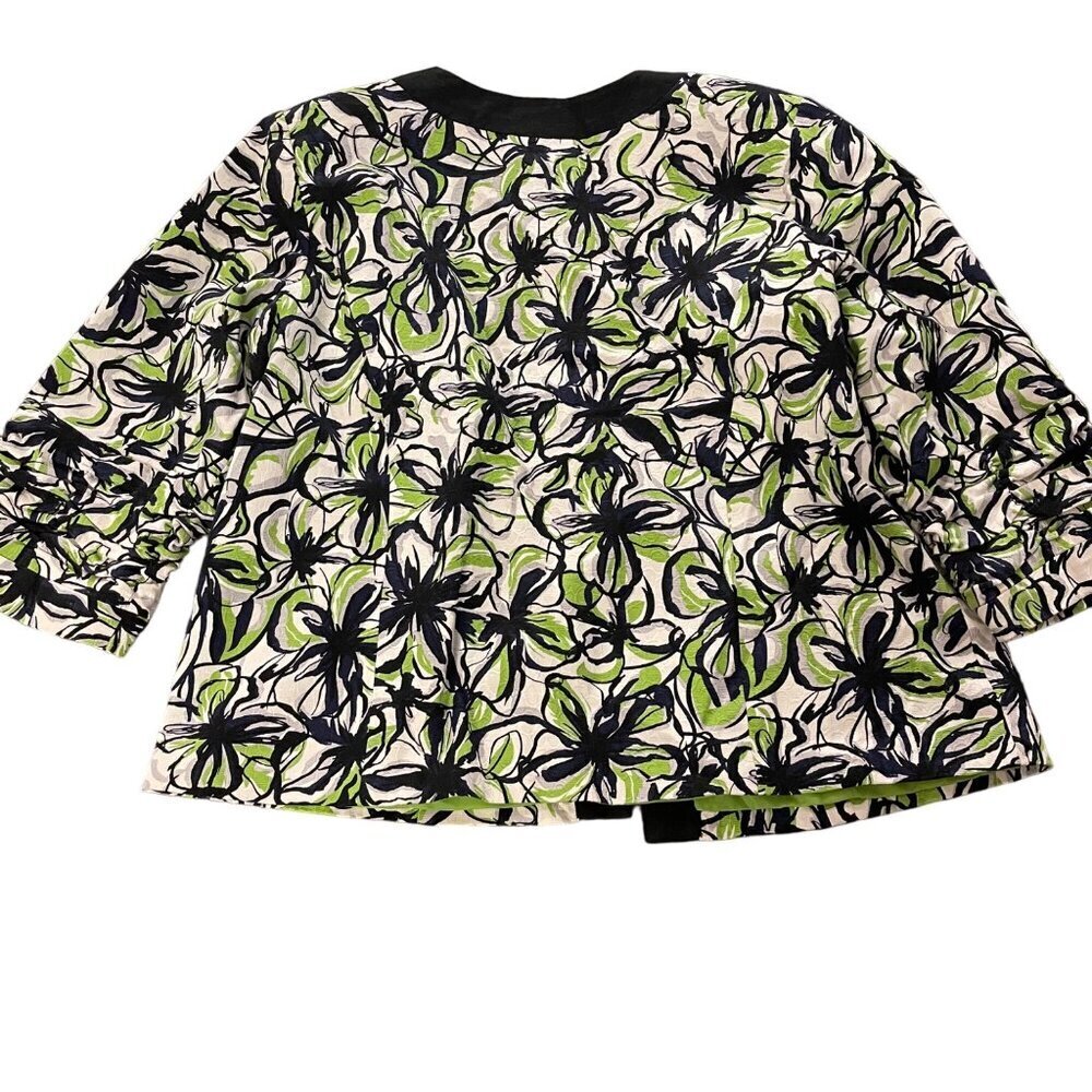 Trenz Women by Thersa Trenz Women's Neon Floral Coat Size 1X Green, Black, White - Picture 2 of 9